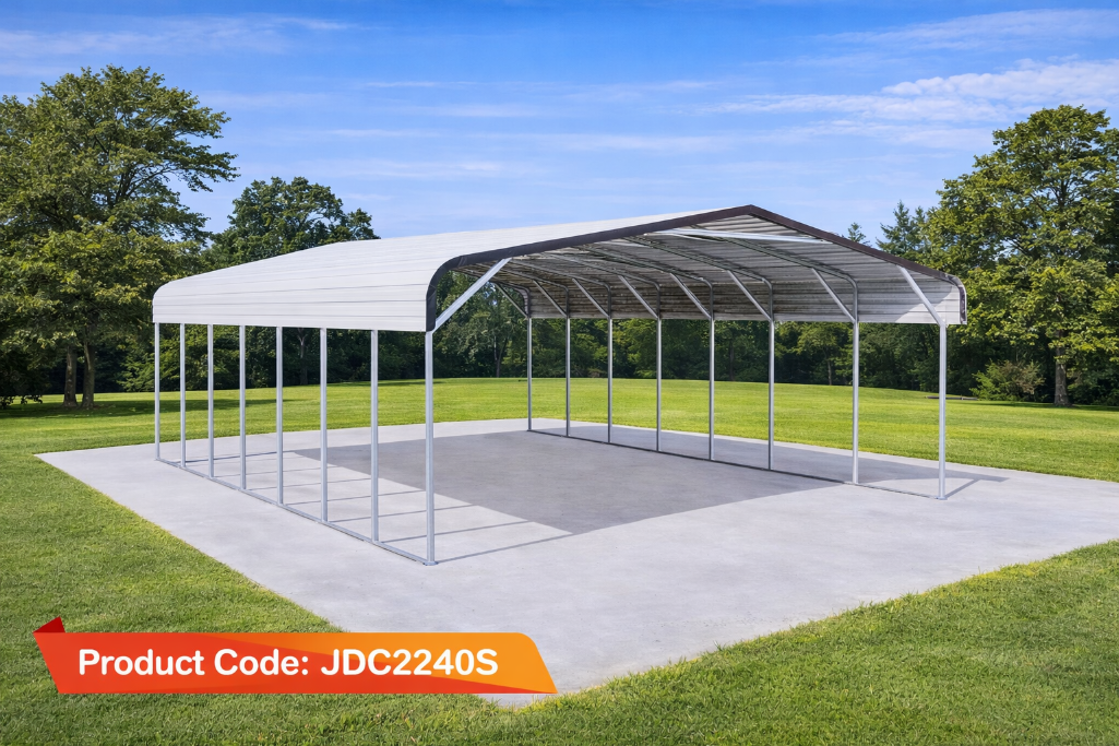 ABOSS 22' x 40' Metal Carport, Cream, M/N JDC2240S, Unused - Bid Venues